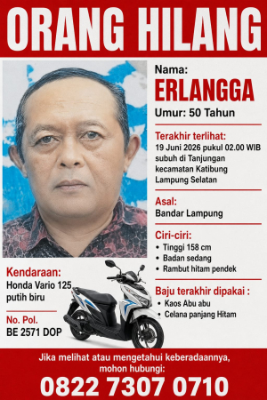 PNS BANDAR LAMPUNG DI LAPORKAN HILANG, KELUARGA MINTA BANTUAN MASYARAKAT