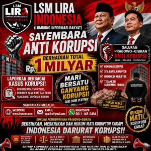 LSM LIRA Buat Sayembara Anti Korupsi Berhadiah Total RP.1 Milyar Bantu Prabowo-Gibran