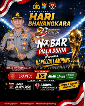 Kapolda Lampung Ajak Masyarakat Nobar Piala Dunia 2026 Malam Ini, Dukung Arab Saudi vs Spanyol