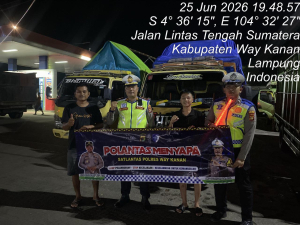 SATLANTAS POLRES WAY KANAN PATROLI MALAM, ARUS LALU LINTAS LINTAS TENGAH RAMAI LANCAR