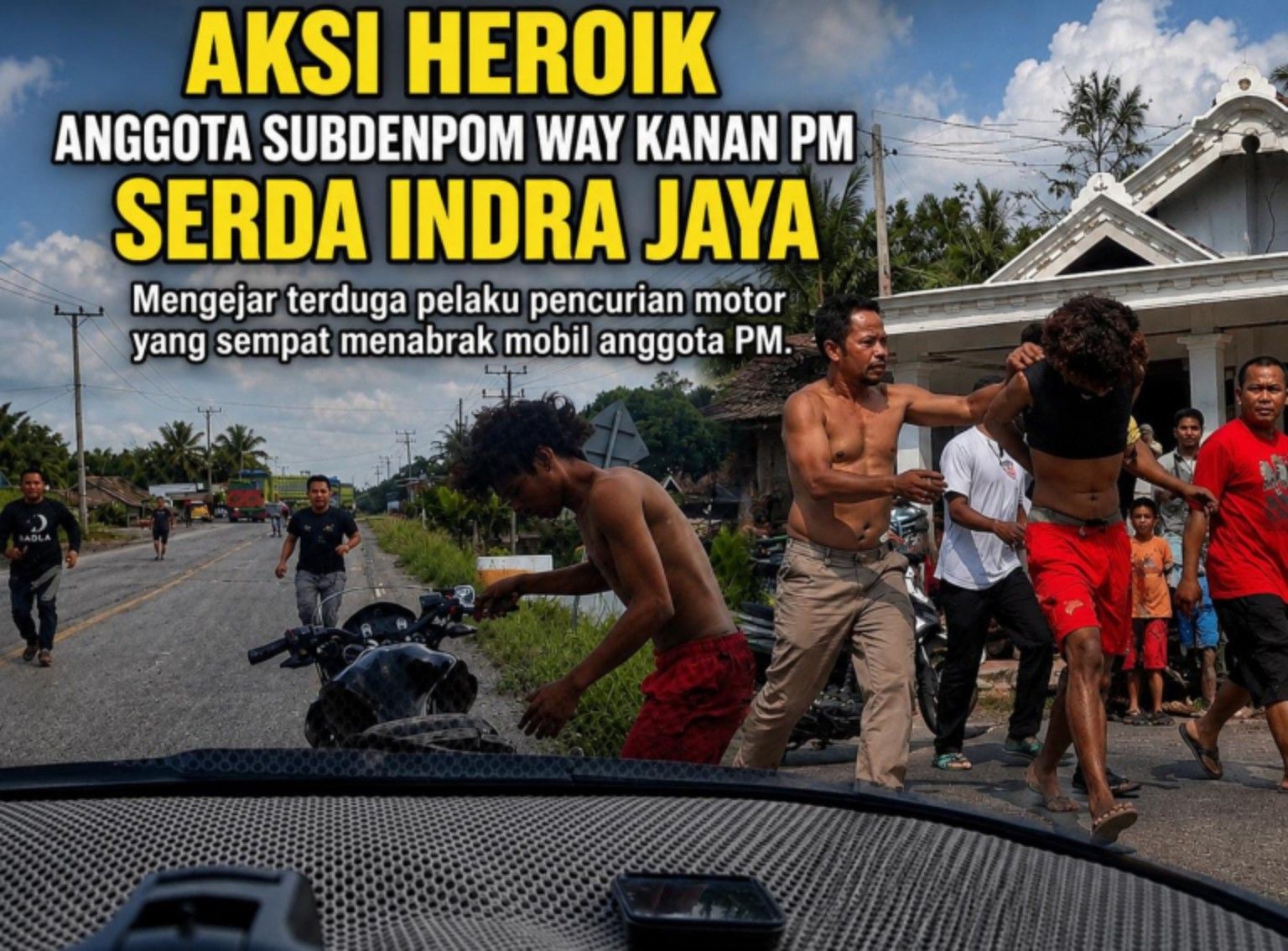 Heroik! Serda PM Indra Jaya Kejar Terduga Pencuri Motor hingga Tertangkap di Way Kanan