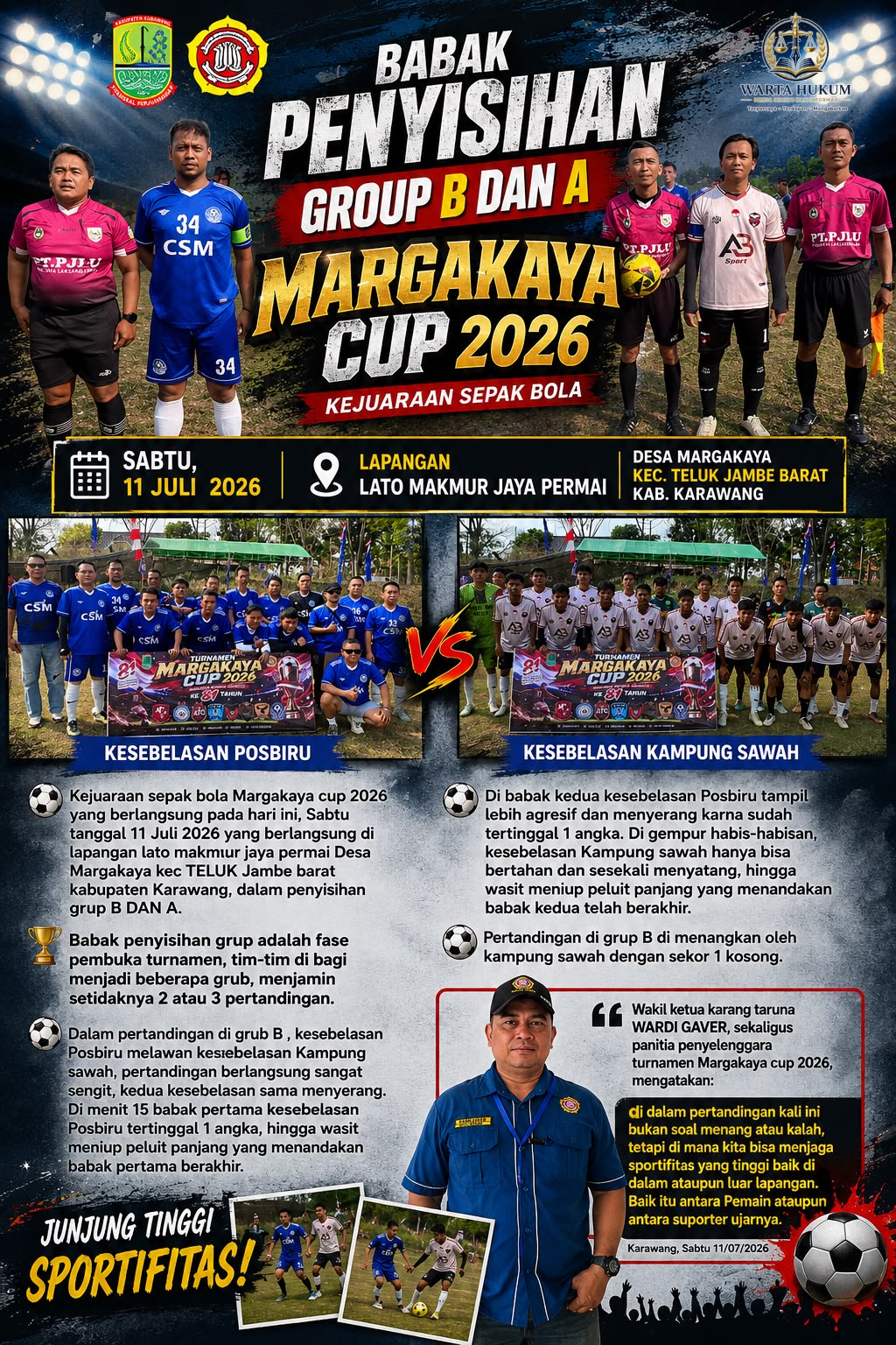 Margakaya Cup 2026: Kampung Sawah Taklukkan Posbiru 1-0, Sportivitas Jadi Sorotan di Babak Penyisihan