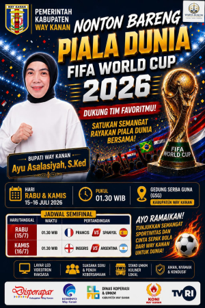 Disporapar dan KONI Way Kanan Ajak Masyarakat Nobar Piala Dunia 2026 di GSG Blambangan Umpu