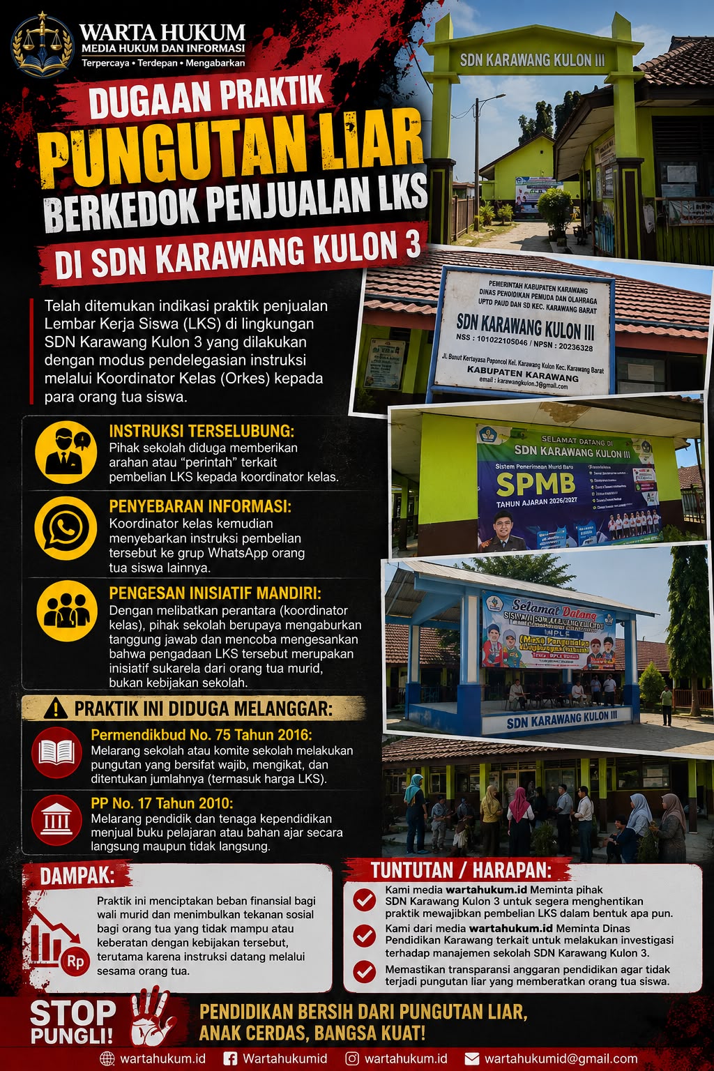 Dugaan Pungli LKS di SDN Karawang Kulon 3, Penjualan Diduga Libatkan Koordinator Kelas