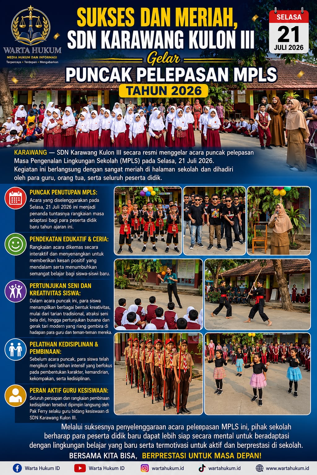 Sukses dan Meriah, SDN Karawang Kulon III Gelar Puncak Pelepasan MPLS 2026