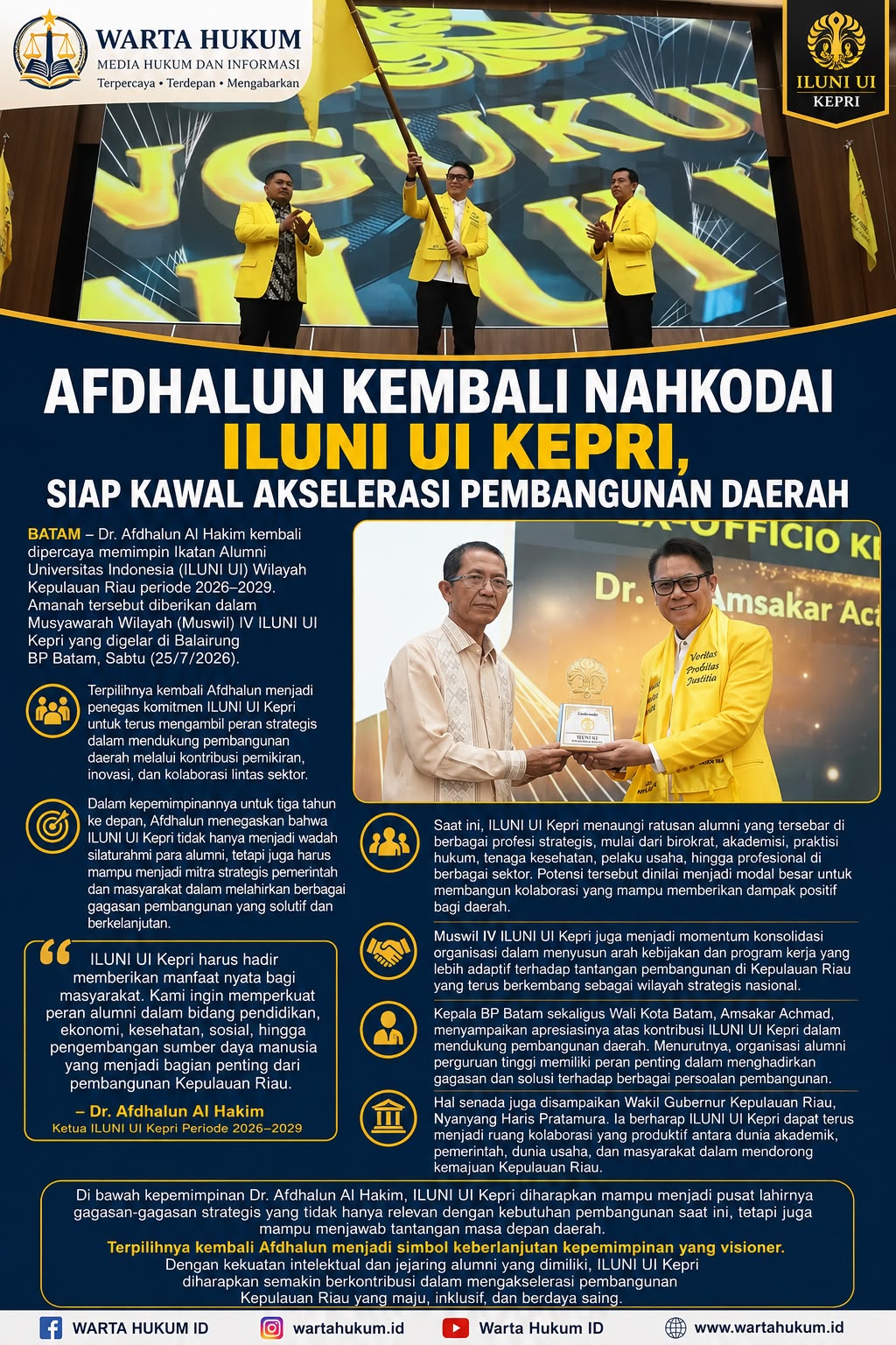 Afdhalun Pimpin ILUNI UI Kepri, Siap Kawal Akselerasi Pembangunan Daerah