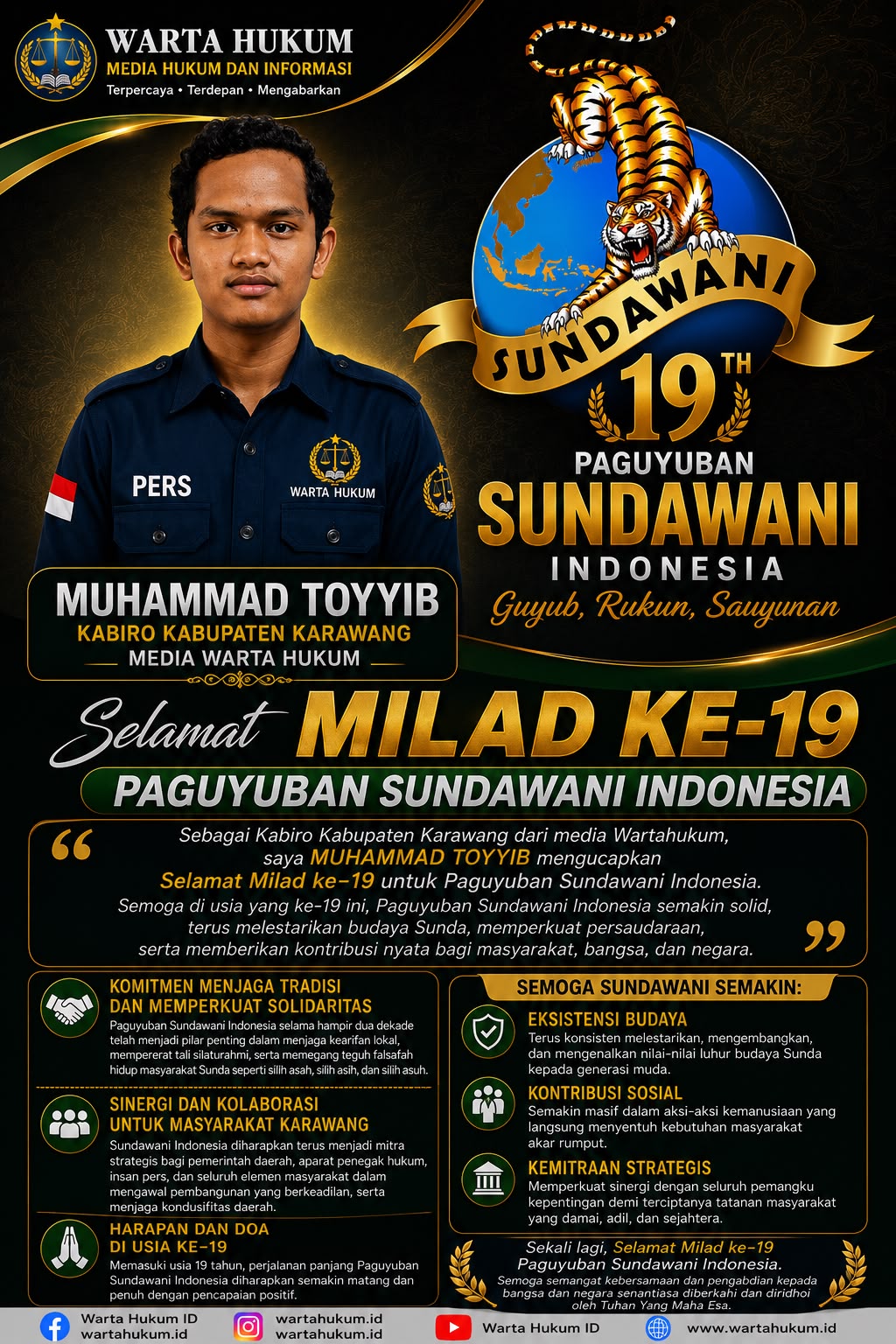 Selamat Milad Sundawani | Kabiro Wartahukum Karawang Ucapkan Selamat Milad ke-19 Paguyuban Sundawani Indonesia
