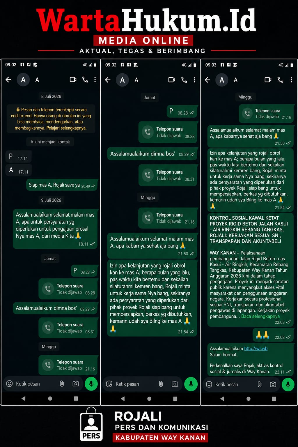 DIABAIKAN BERKALI-KALI, ROJALI KECAM KEBUNGKAMAN PELAKSANA PROYEK RIGID BETON KASUI – AIR RINGKIH: INI PENGHINAAN TERHADAP AMANAH RAKYAT
