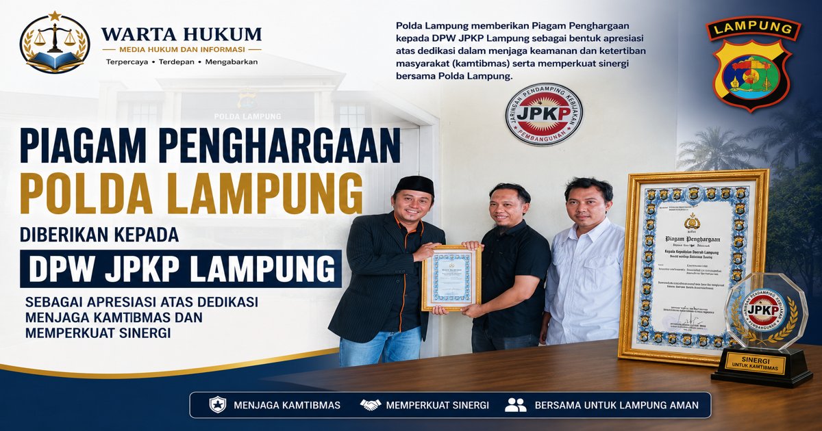 Resmi! Polda Lampung Anugerahkan Piagam Penghargaan kepada JPKP