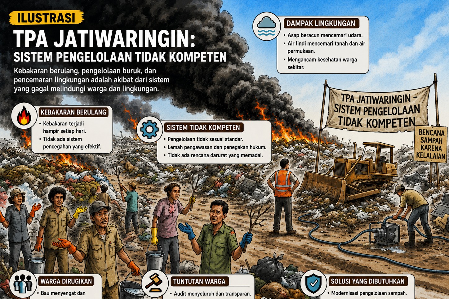 Kebakaran TPA Jatiwaringin Disorot, Forum Media Banten Minta Evaluasi Total