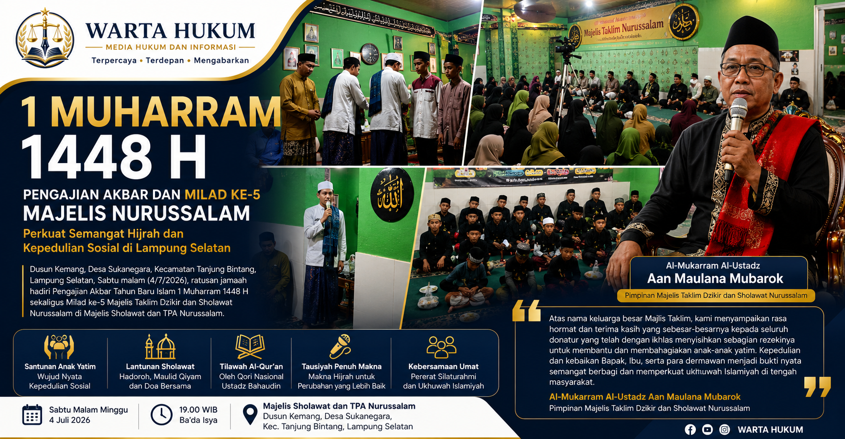 Majelis Nurussalam Peringati 1 Muharram 1448 H dengan Santunan Yatim dan Pengajian Akbar