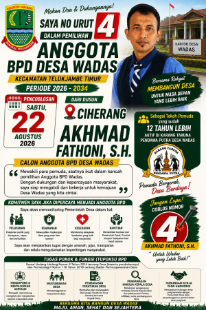Calon BPD Wadas 2026, Akhmad Fathoni Siap Kawal Aspirasi dan Transparansi Pemerintahan Desa