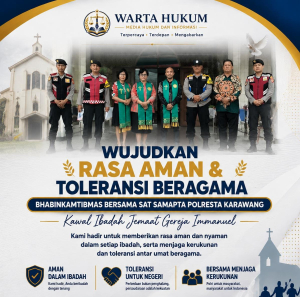 Wujudkan Rasa Aman dan Toleransi Beragama, Bhabinkamtibmas Bersama Sat Samapta Polresta Karawang Kawal Ibadah Jemaat Gereja Immanuel