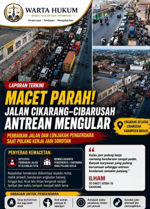 Jalur Cikarang–Cibarusah Macet Parah, Perbaikan Jalan dan Jam Pulang Kerja Picu Antrean Panjang