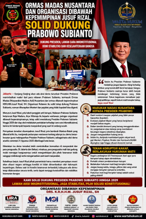 Madas Nusantara Tegaskan Dukungan untuk Prabowo hingga 2029