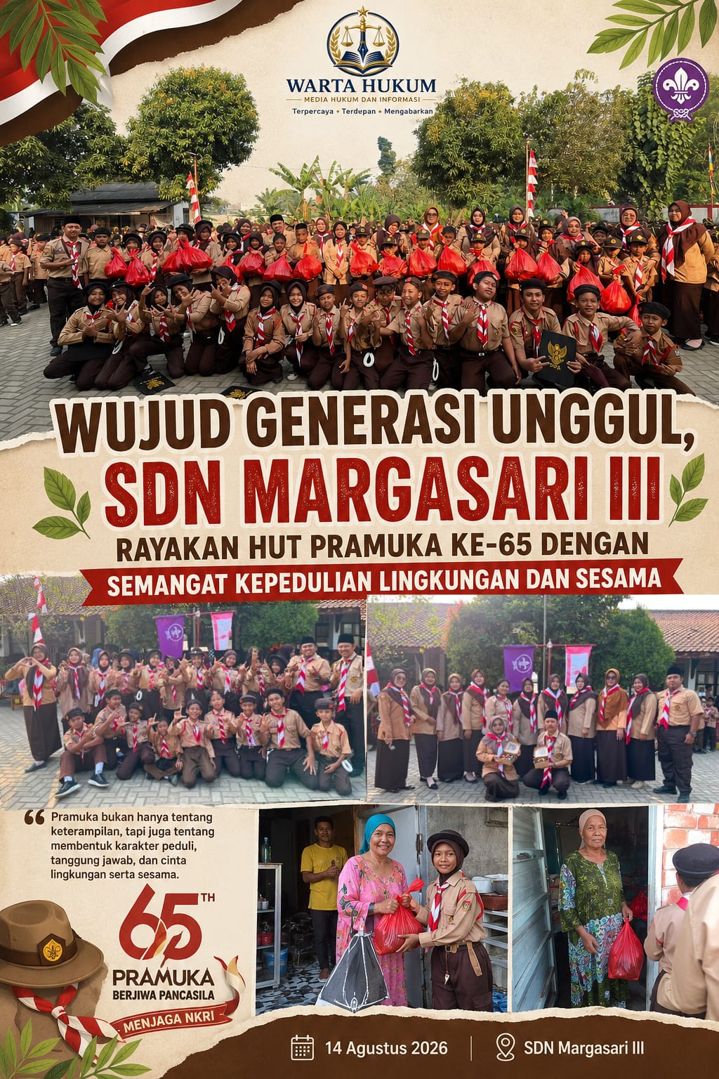 Pramuka SDN Margasari III Bentuk Generasi Unggul dengan Peduli Lingkungan dan Sesama