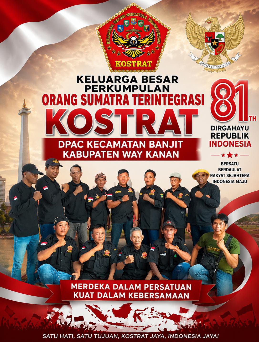 HUT KE-81 RI: KETUA KOSTRAT DPAC BANJIT ROJALI DAN JAJARAN KOMPAK UCAPKAN DIRGAHAYU DENGAN SEMANGAT MERDEKA DALAM PERSATUAN