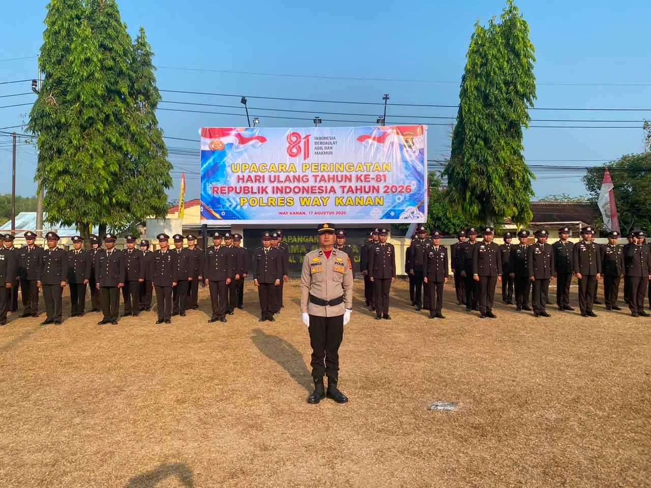POLRES WAY KAN GELAR UPACARA KHIDMAT PERINGATI HUT KE-81 KEMERDEKAAN RI, WAKAPOLRES MARTONO JADI IRUP