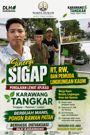 DLH Karawang Evakuasi Pohon Rawan Patah, Warga Desa Kaum Kini Lebih Aman