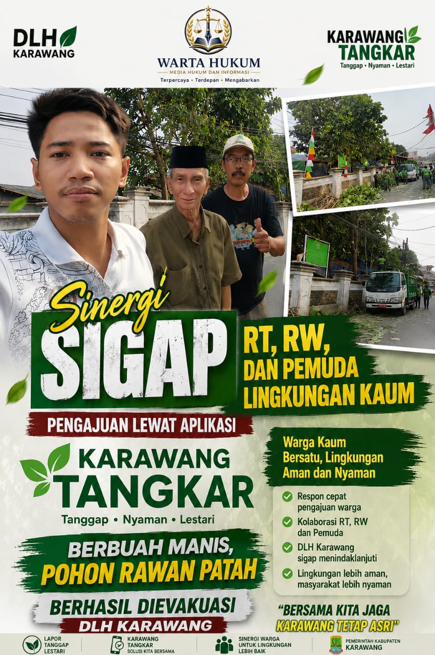DLH Karawang Evakuasi Pohon Rawan Patah, Warga Desa Kaum Kini Lebih Aman