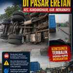 Kontainer Terbalik di Pantura Eretan Picu Kemacetan Panjang