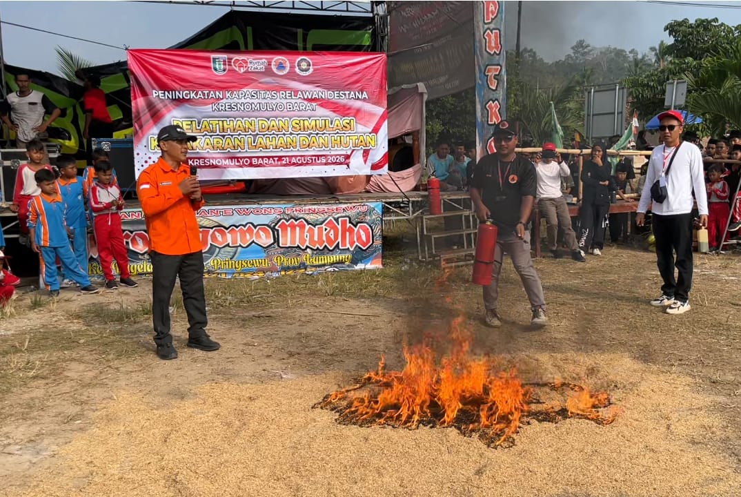 Kresnomulyo Barat Siaga El Nino, Destana dan Rumah Zakat Gelar Simulasi Karhutla