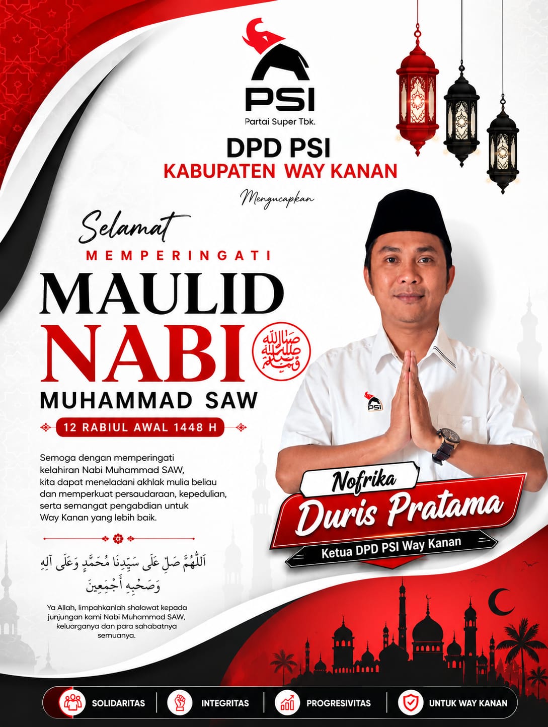 DPD PSI WAY KANAN UCAPKAN SELAMAT MEMPERINGATI MAULID NABI MUHAMMAD SAW 12 RABIUL AWAL 1448 H