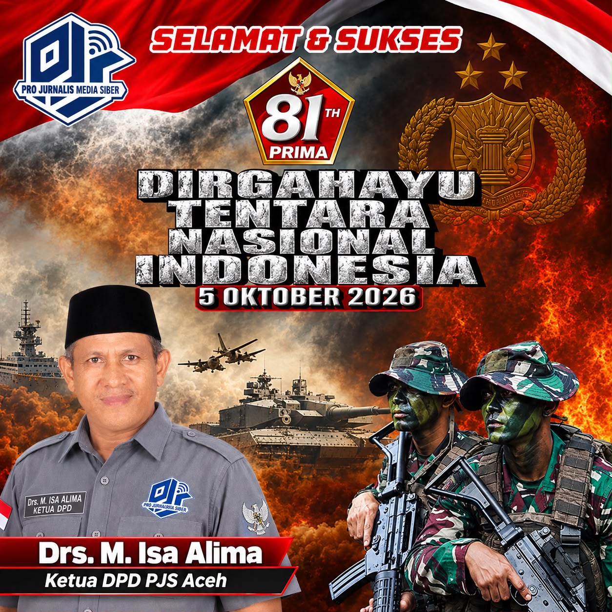 DPD PJS Aceh Sampaikan Ucapan HUT TNI ke-81