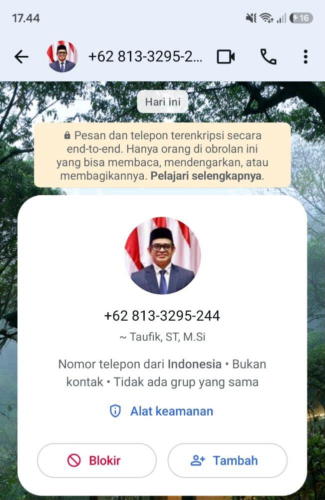 Waspada, Nomor WhatsApp Palsu Catut Nama Plt Sekda Aceh